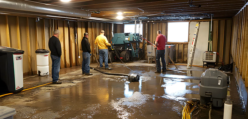 Cleaning Sewage From Basement Floor in Lithia Springs